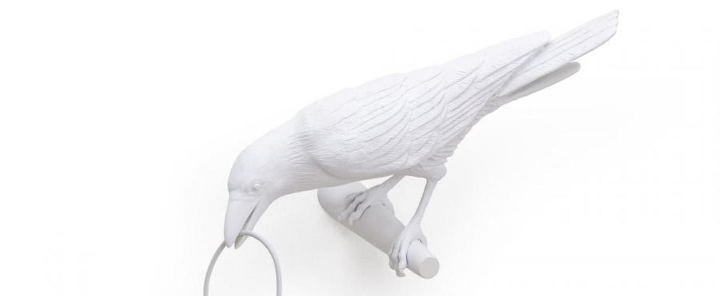 Applique d exterieur bird lamp looking left outdoor blanc l32 8cm h14 5cm seletti normal