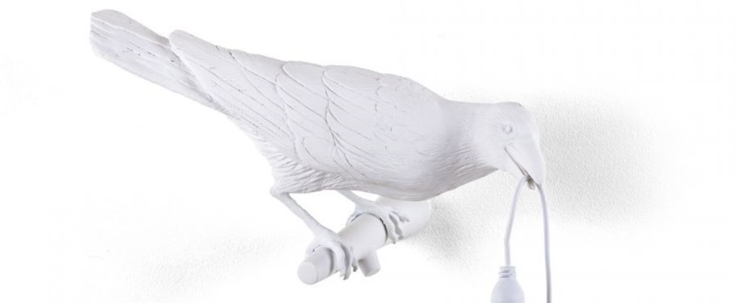 Applique d exterieur bird lamp looking right outdoor blanc l32 8cm h14 5cm seletti normal