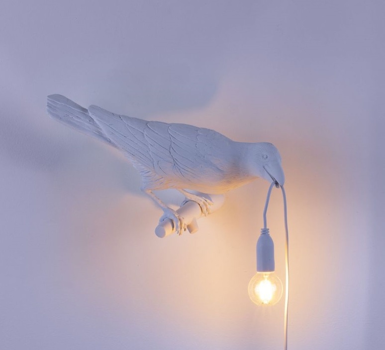 Lampe De Table Corbeau - LED Violette - Ambiance Gothique Et Mystérieuse - Pour Salon, Chambre, Bureau - Décoration Fantaisie