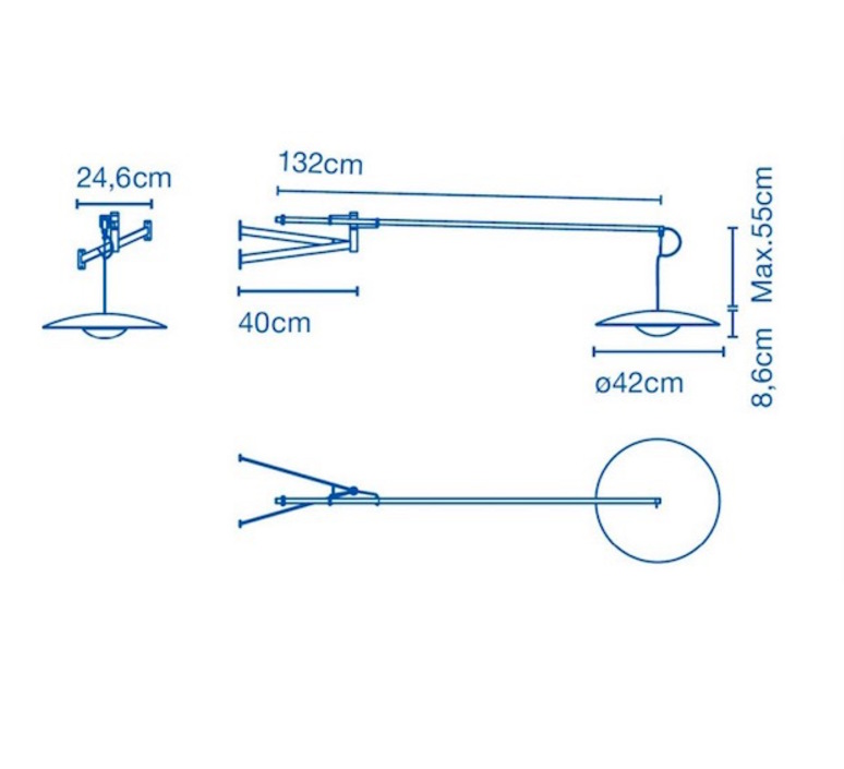 Applique murale à bras, LED, 2700k, 698lm, pivotante, Ginger A XL 42, avec  interrupteur, chêne, L132cm - Marset