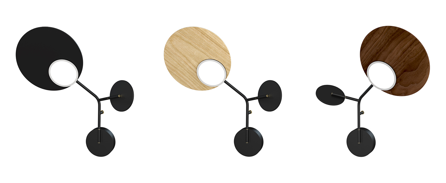banner-image Applique murale ballon wall 3 noir et chene droite led 3000k 400lm l52cm h41cm tunto normal