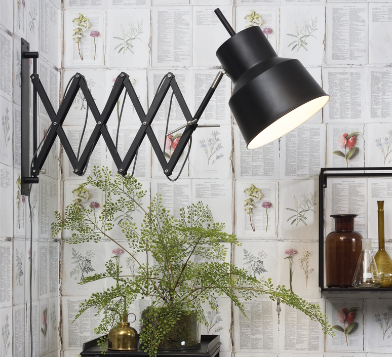 Wall light, Belfast W, black, Ø53cm, L53 à 96cm It's about Romi