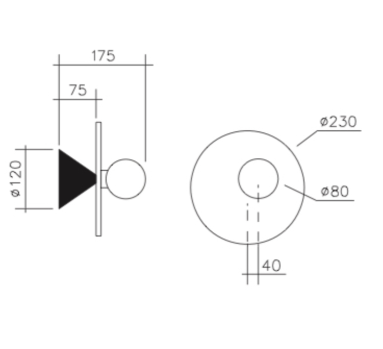 Disc and sphere asymmetrical gwendolyn et guillane kerschbaumer applique murale wall light  areti disc and sphere asymmetrical black chrome  design signed nedgis 64020 product