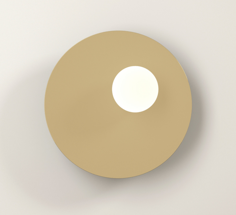 Disc and sphere asymmetrical gwendolyn et guillane kerschbaumer applique murale wall light  areti disc and sphere asymmetrical white brass  design signed nedgis 64017 product