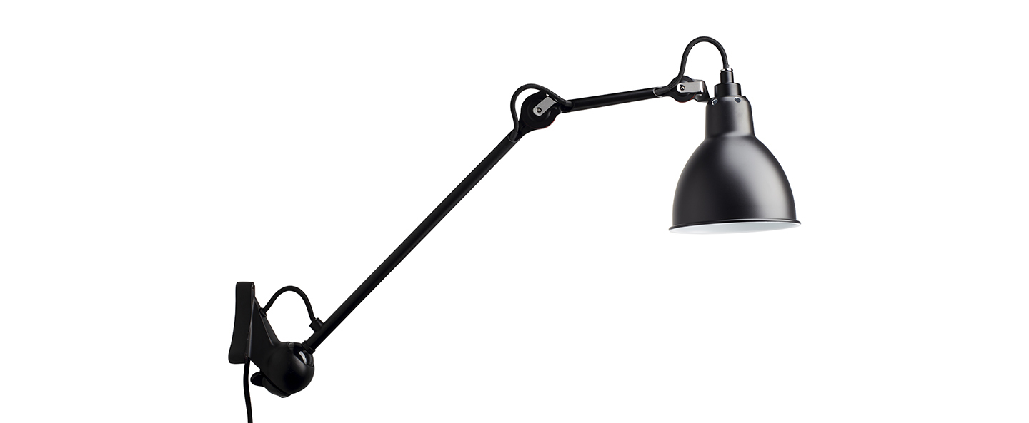 Applique murale lampa gras n 222 corps noir abat jour rond noir interieur blanc l14cm h14cm dcw editions paris normal