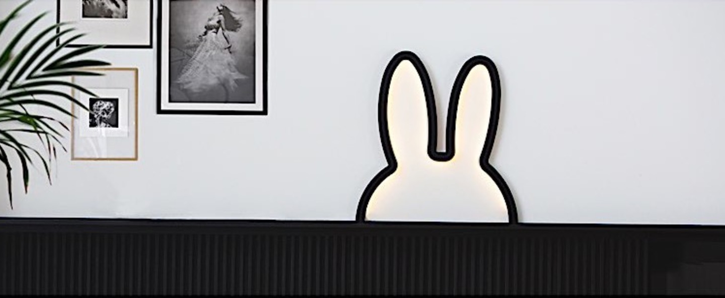 Applique murale lapin nijn wooden wall art noir led l38cm h40cm atelier pierre normal