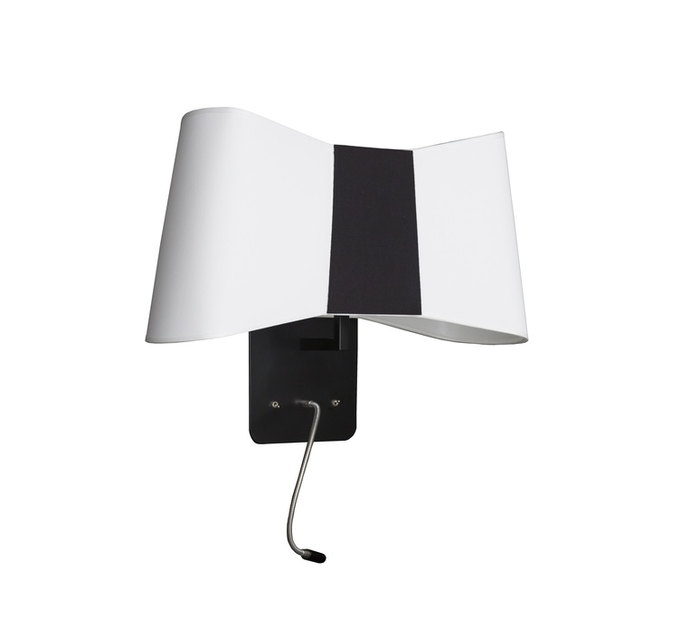 Applique Murale Led Liseuse Grand Couture Blanc Noir H38cm