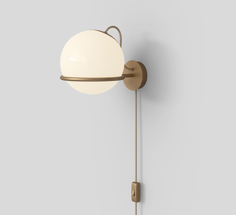 Wall light, Model 238/1, with switch, champagne, L20cm, H20cm
