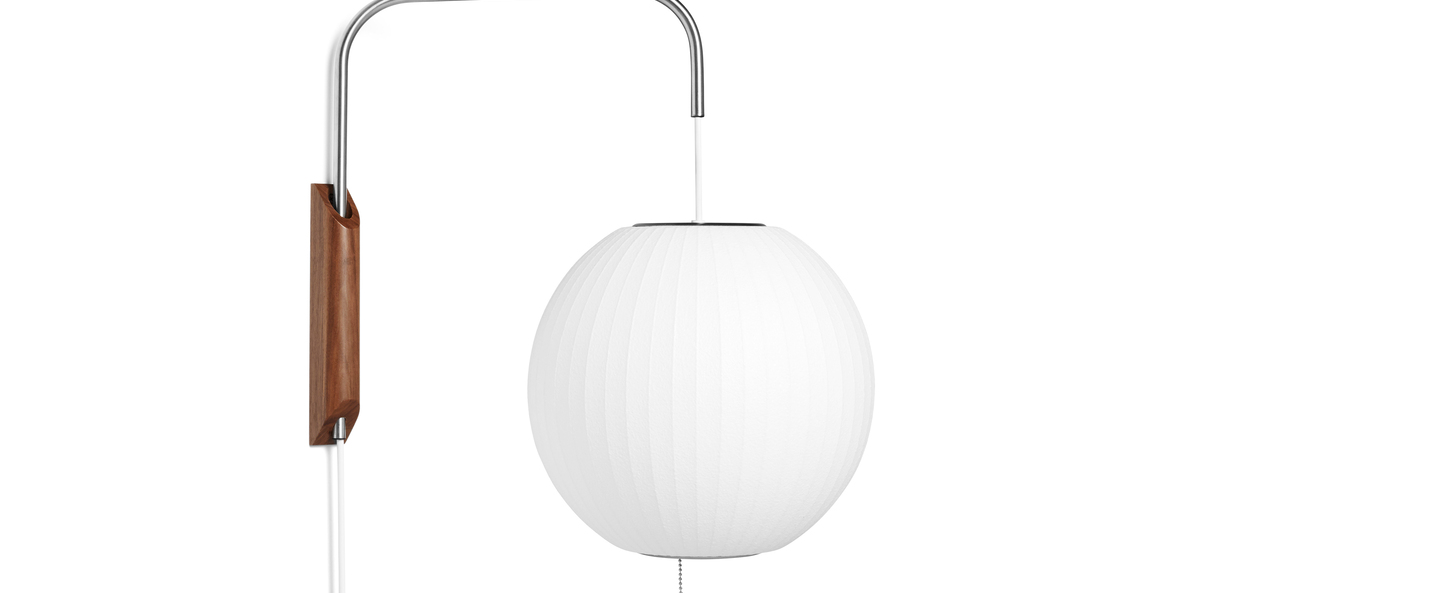 Applique murale nelson ball wall sconce s avec cable blanc casse l32 5cm h42 5cm hay normal