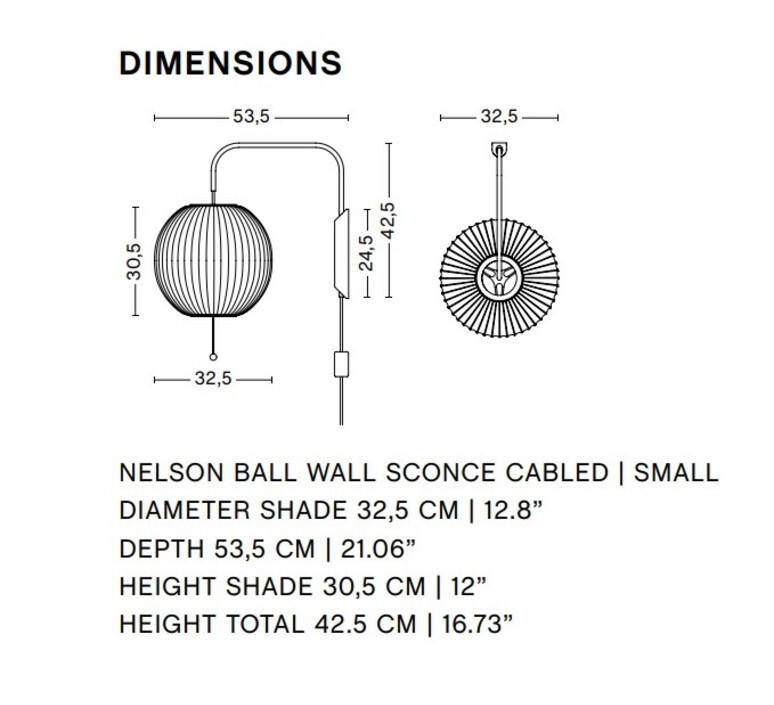 Nelson ball wall sconce s avec cable george nelson applique murale wall light  hay ab108 a601 ab14  design signed nedgis 172720 product