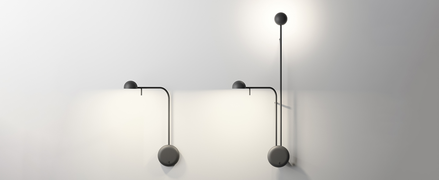 Applique murale, Pin 1685, noir, LED, 2700K, 382lm, L30cm, H70cm