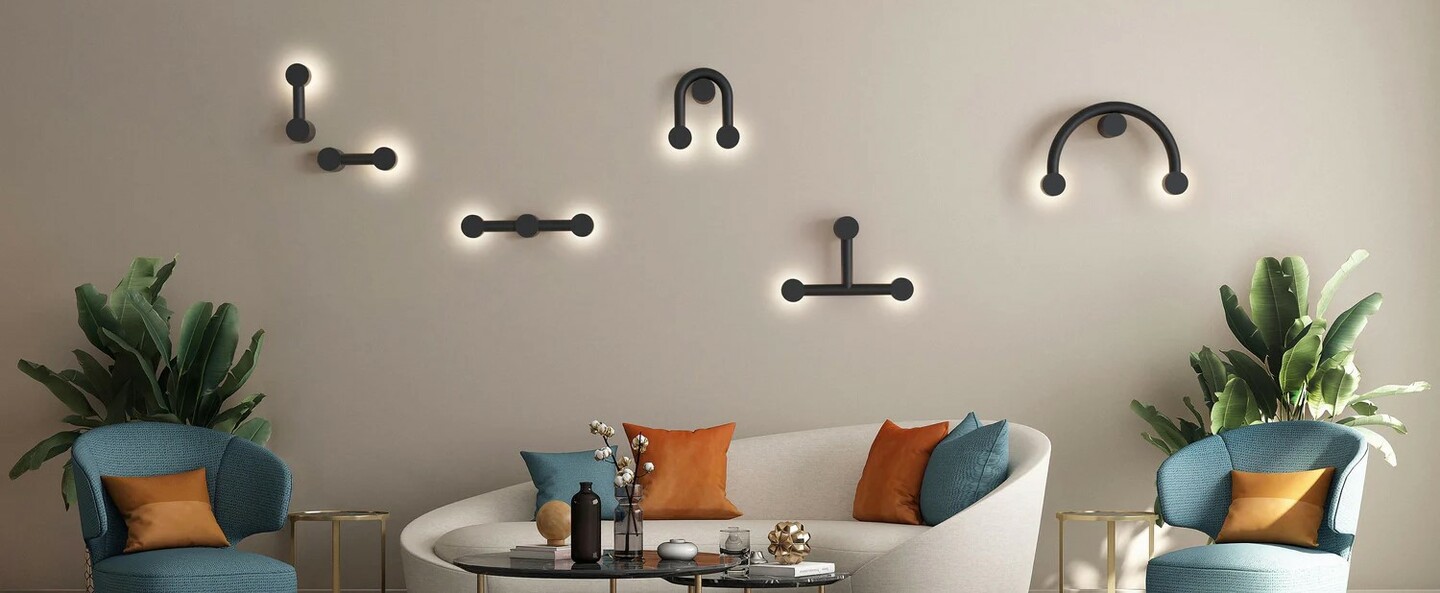 Applique murale rigoberta indirect trio noir mat led 3000k 1840 lm l45cm h29cm robin normal