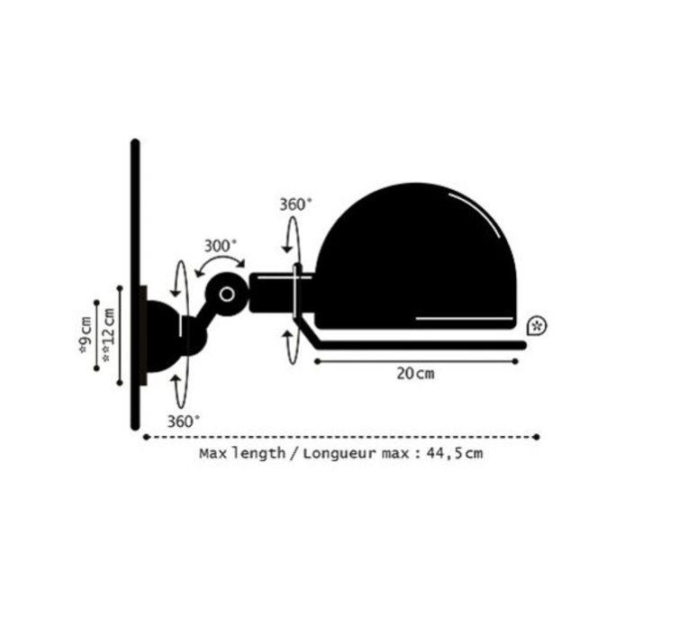 Applique murale rotative noir mat loft 20cm jielde 29516 product