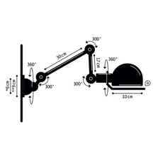 Signal 2 bras jean louis domecq applique murale wall light  jielde si371 ral9011  design signed 35748 thumb