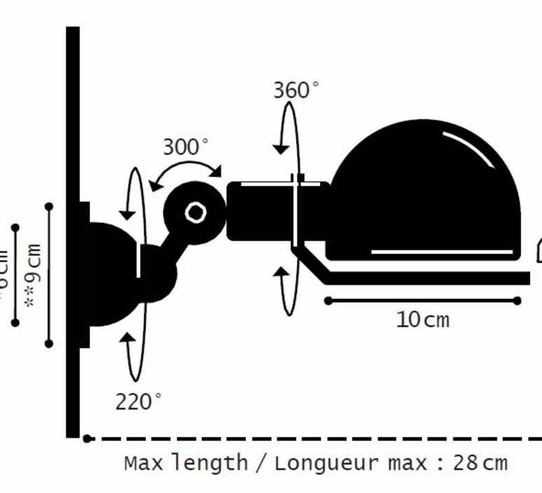 Signal sans bras jean louis domecq applique murale wall light  jielde si300 ral9011 mat  design signed 190075 product