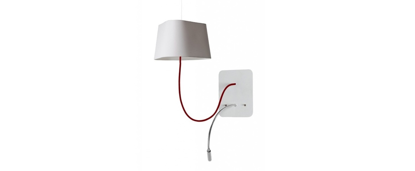 Applique murale suspendue et liseuse petit nuage blanc fil rouge h50cm designheure normal