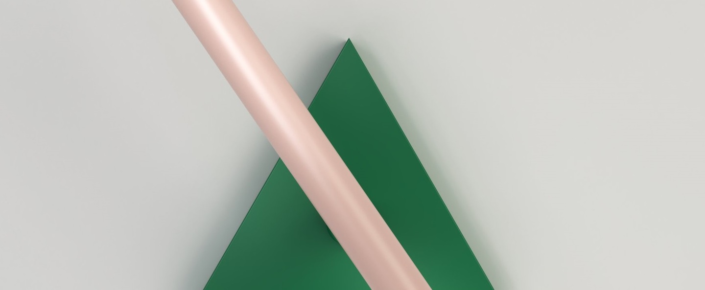 Applique murale tube and triangle concept d vert et rose led 2700k lm l40cm h18cm atelier areti normal