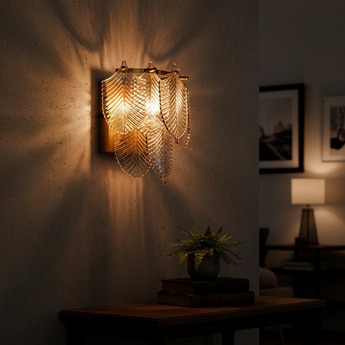 Applique Art Déco en laiton nickelé et tiges de verre - En vente sur France