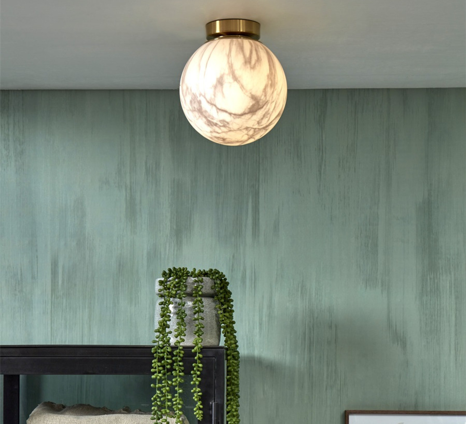 Wall or ceiling light, Carrara, White Marble finish, Ø22cm, H22cm