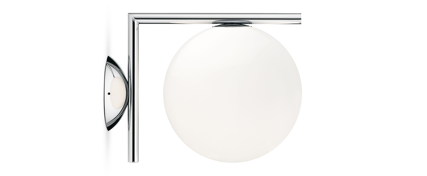 banner-image Applique ou plafonnier ic lights c w1 double opalin et chrome l21 6cm h20cm flos normal
