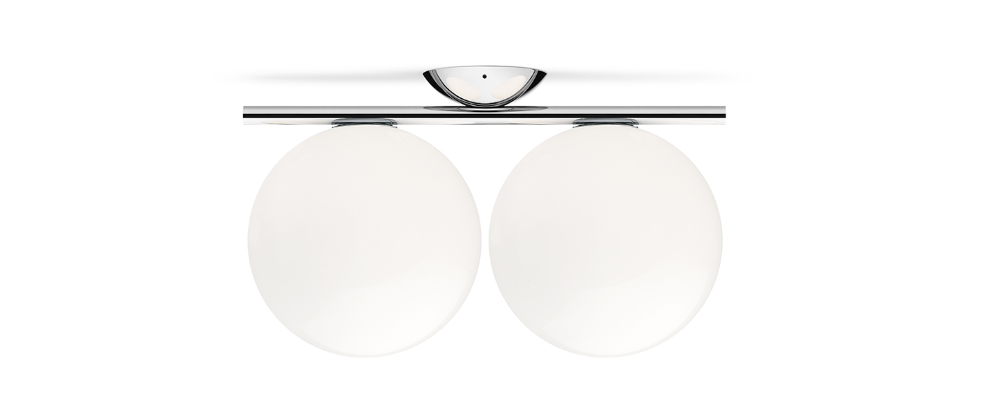 banner-image Applique ou plafonnier ic lights c w1 double opalin et chrome l42cm h20cm flos normal