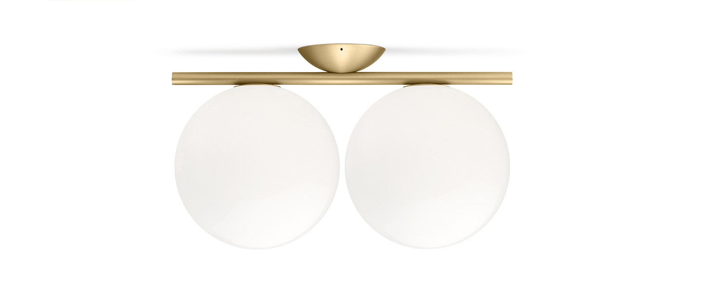 banner-image Applique ou plafonnier ic lights c w1 double opalin et laiton brosse l42cm h20cm flos normal