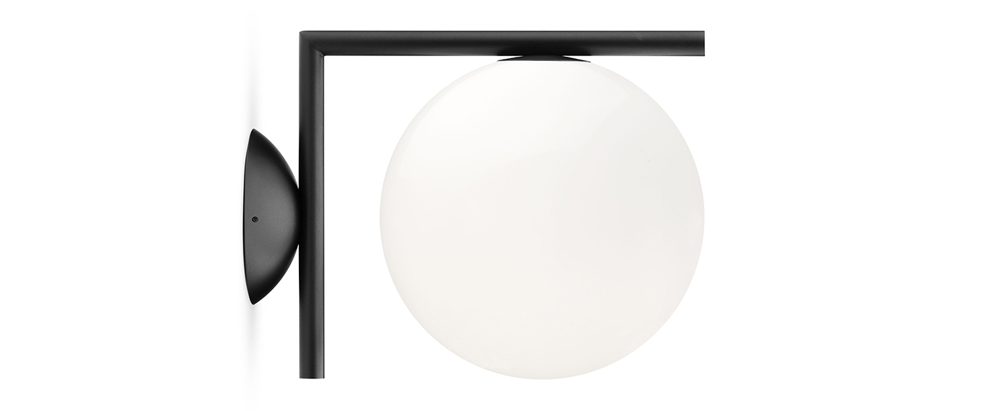 banner-image Applique ou plafonnier ic lights c w1 double opalin et noir l21 6cm h20cm flos normal