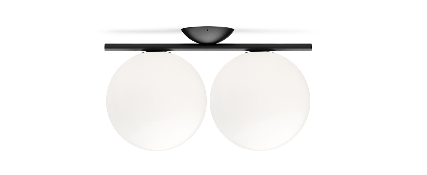 banner-image Applique ou plafonnier ic lights c w1 double opalin et noir l42cm h20cm flos normal