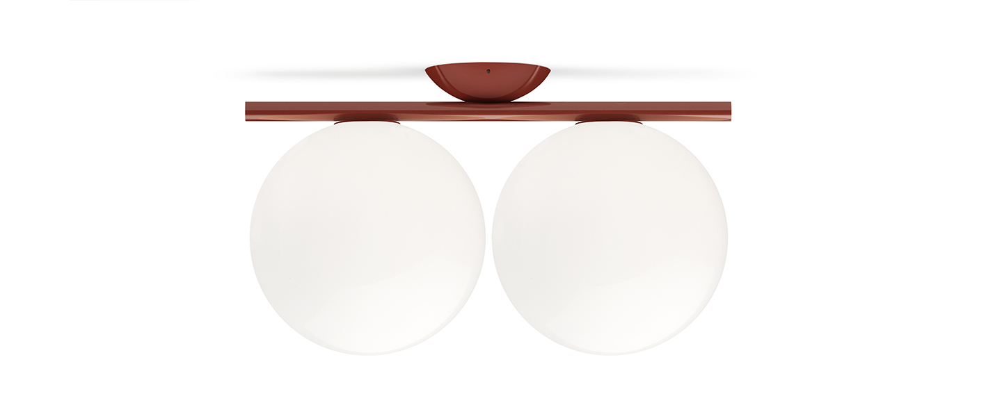 banner-image Applique ou plafonnier ic lights c w1 double opalin et rouge burgundy l42cm h20cm flos normal