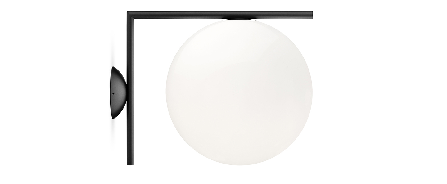 banner-image Applique ou plafonnier ic lights c w2 opalin et noir l31 6cm h30cm flos normal