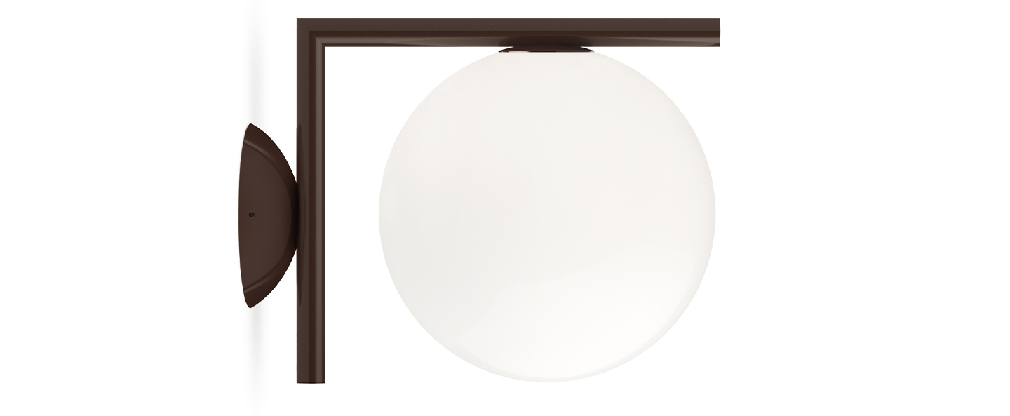 banner-image Applique ou plafonnier ic lights wall 1 outdoor opalin et brun fonce ip65 l20cm h21 6cm flos normal