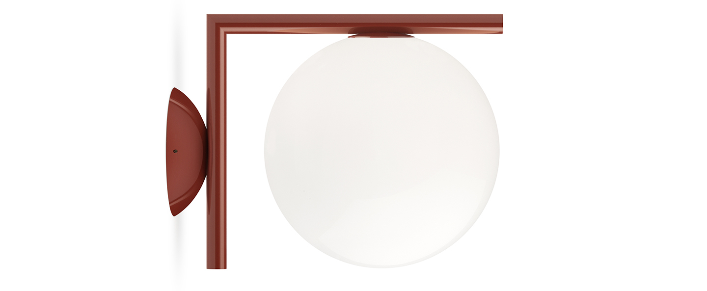 banner-image Applique ou plafonnier ic lights wall 1 outdoor opalin et rouge burgundy ip65 l20cm h21 6cm flos normal