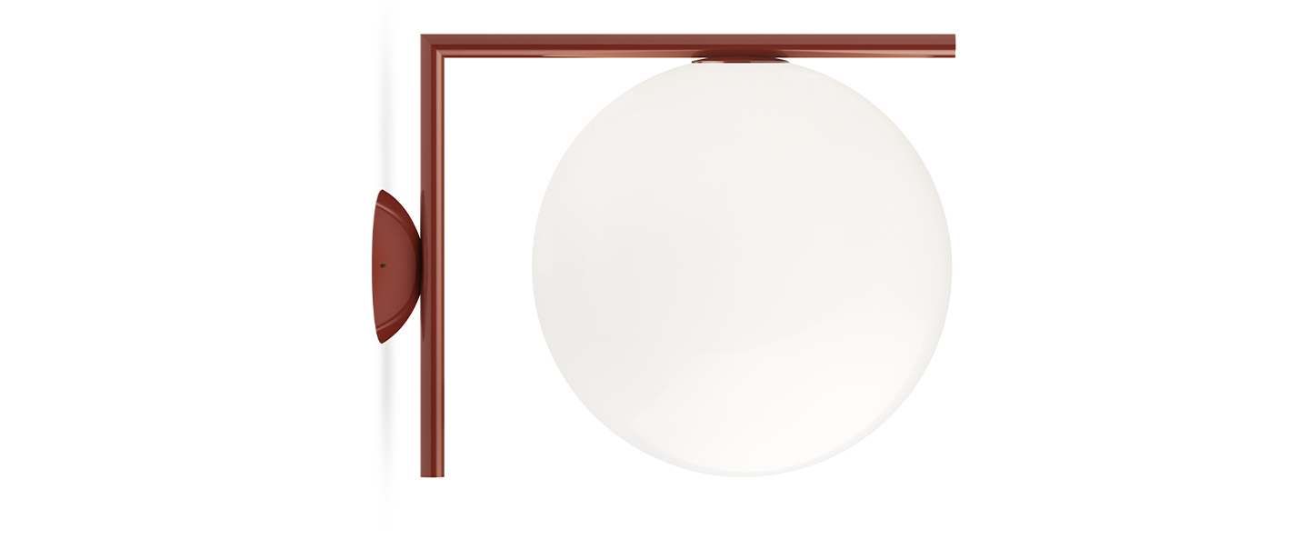banner-image Applique ou plafonnier ic lights wall 2 outdoor opalin et rouge burgundy ip65 l30cm h31 6cm flos normal