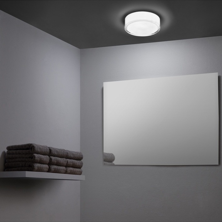 Applique ou plafonnier, Vetro, blanc, IP44, LED, 3000k, 1250 lm, Ø25