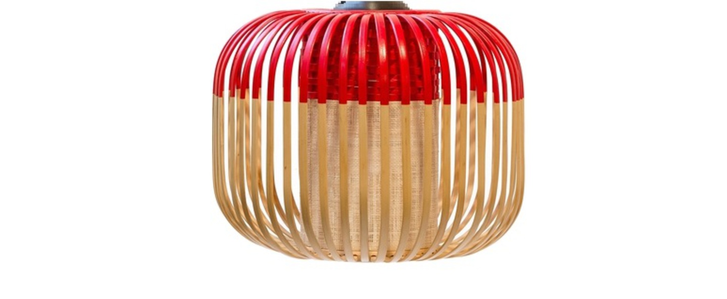 Applique plafonnier bamboo light xs red bambou rouge o27cm h20cm forestier normal