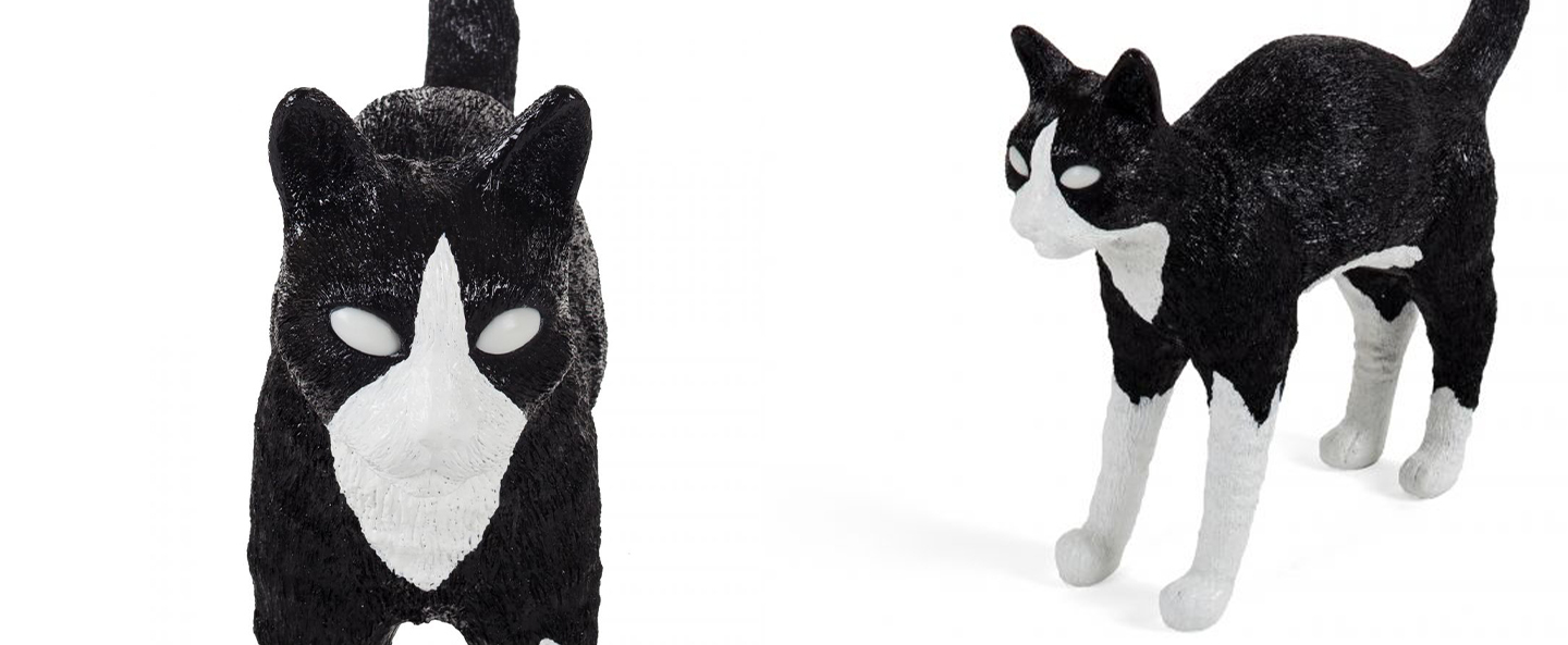 Baladeuse jobby the cat lamp felix noir blanc led 3300k lm l46cm h42cm seletti normal