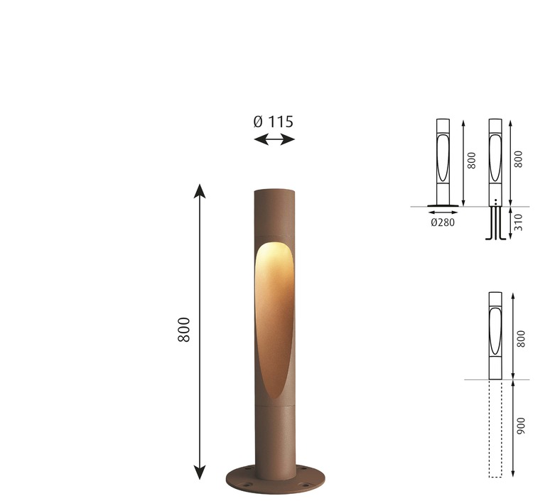 Borne, Bysted Garden longue, Aluminium granité, IP65, LED, 2700K