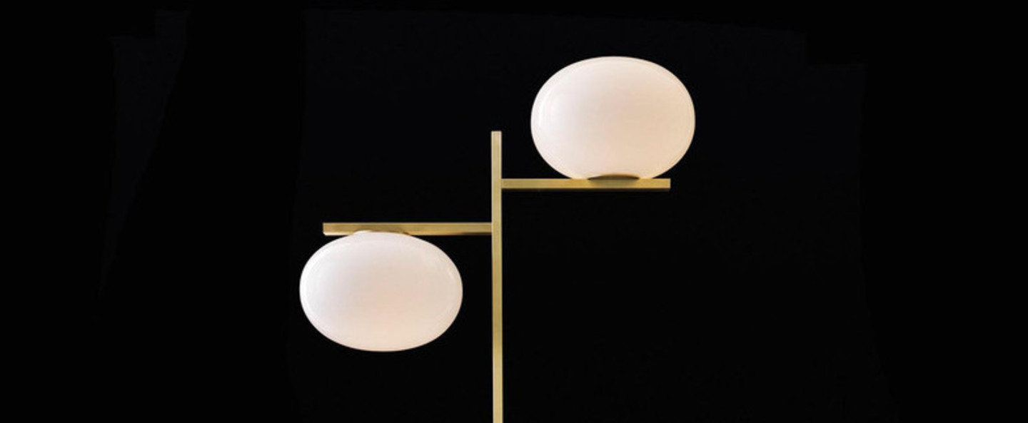banner-image Lampadaire alba 383 laiton opale led o28 5cm h172cm oluce normal