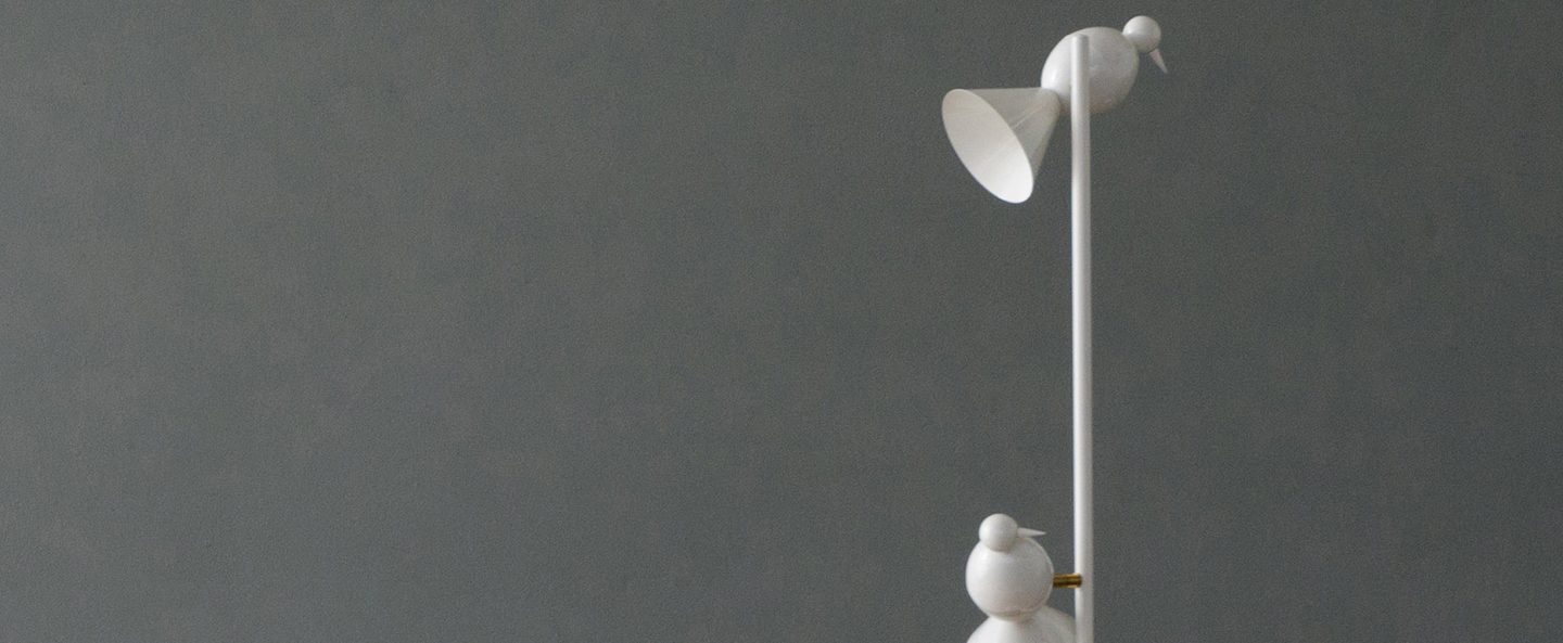 Lampadaire alouette standing three birds blanc lcm h150cm atelier areti normal