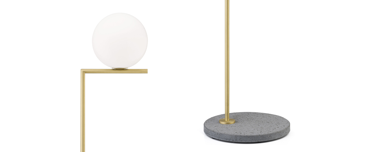 banner-image Lampadaire d exterieur ic lights floor 1 outdoor opalin laiton et lave grise ip44 o32cm h135cm flos normal
