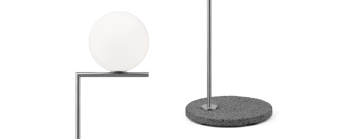banner-image Lampadaire d exterieur ic lights floor 2 outdoor opalin acier inox brosse et oeil de perdrix ip44 o36cm h185 2cm flos normal
