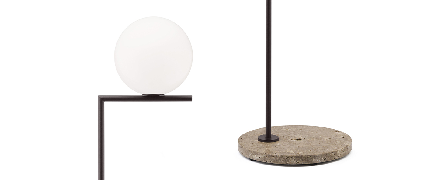 banner-image Lampadaire d exterieur ic lights floor 2 outdoor opalin brun fonce et travertino imperiale ip44 o36cm h185 2cm flos normal