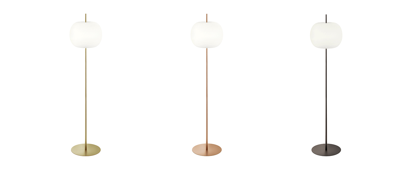 Lampadaire kushi xl blanc et cuivre o43cm h183cm kundalini normal