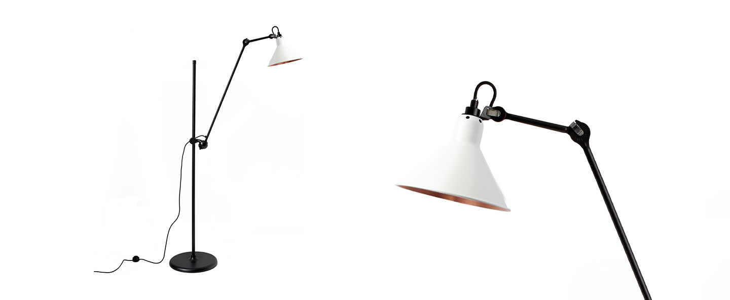 Lampadaire lampe gras n 215 blanc interieur cuivre l32cm h150cm dcw editions paris normal