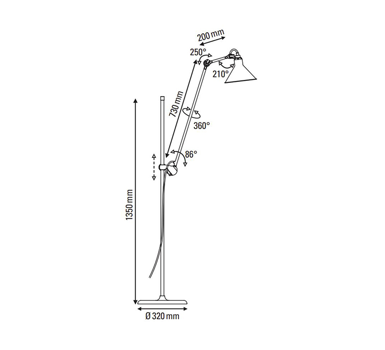 Lampe gras n 215 bernard albin gras lampadaire floor light  dcw n 215 bl wh cop conic  design signed nedgis 105817 product