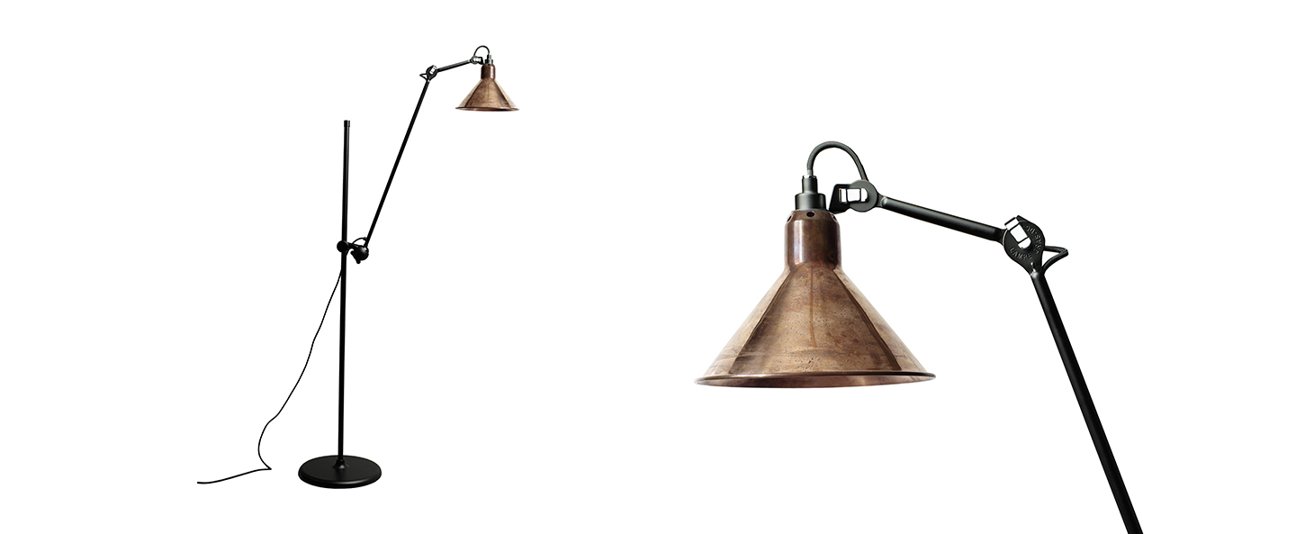 Lampadaire lampe gras n 215 cuivre brut interieur cuivre brut l32cm h150cm dcw editions paris normal