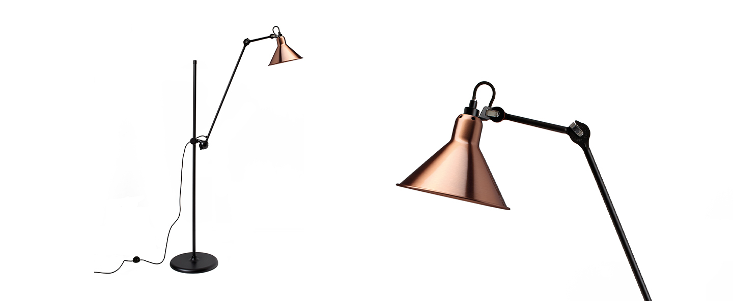 Lampadaire lampe gras n 215 cuivre interieur cuivre l32cm h150cm dcw editions paris normal