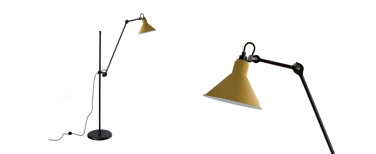 Lampadaire lampe gras n 215 jaune interieur blanc l32cm h150cm dcw editions paris normal