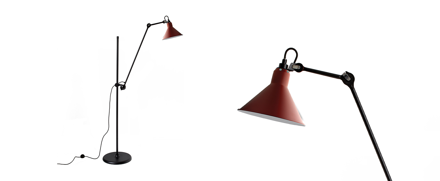 Lampadaire lampe gras n 215 rouge interieur blanc l32cm h150cm dcw editions paris normal