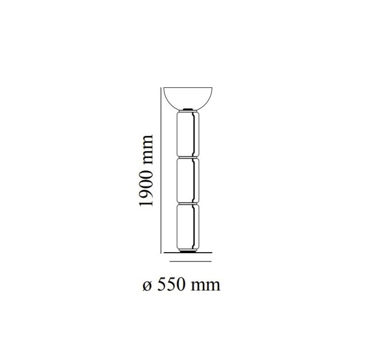 Noctambules floor 3 cylindres hauts 1 element demi spherique grande base  konstantin grcic lampadaire floor light  flos f0266000  design signed nedgis 96671 product